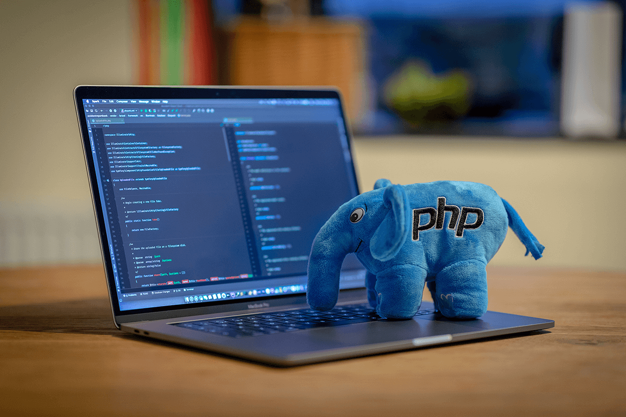 Elephant stuffy with php written on it